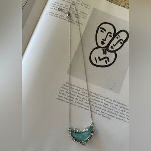 Alexis Bittar Necklace Carved Lucite Turquoise